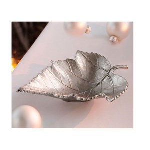 Silver Color Leaf Shape Design Decorative Bowl Aluminum Material Home Use Luxury Modern Unique Bowl - Product Image 1