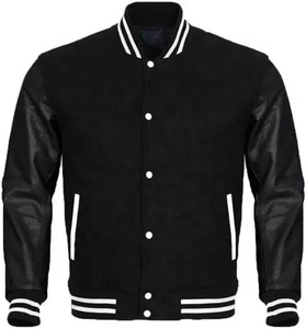 New Mens Premium Wool and Leather Sleeves Mens Basketball Bomber Versity <b>Jacket</b> High Quality - Product Image 5