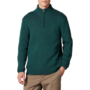 Pull d'hiver personnalisé pour homme, couleur unie, col zippé, tricoté en coton/polyester/acrylique, toucher doux, respirant, anti-plis, séchage rapide - Product Image 5