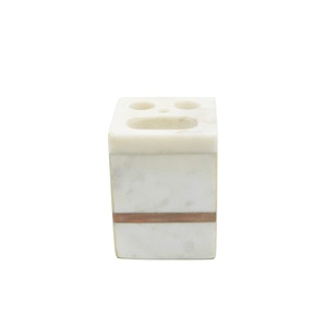 Gobelet décoratif en marbre de vente chaude pour accessoires de salle de bain avec motif veiné et appel de luxe au prix de gros de l'Inde - Product Image 1