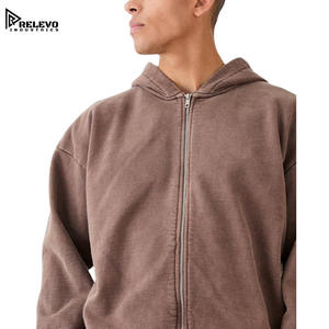 Sudadera con Capucha Extra Grande para Hombre, con Logotipo Personalizado, Lavado Ácido, Decoloración al Sol, Cierre de Cremallera, Estilo Urbano, Gruesa, 100% Algodón, Hombros Caídos - Product Image 3