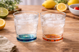 Set di 6 Bicchieri in Vetro Resistente da 340 ml, Trasparenti con Fondo Decorato, Design Moderno Aboriginal Excelsa Made in Italy - Product Image 6