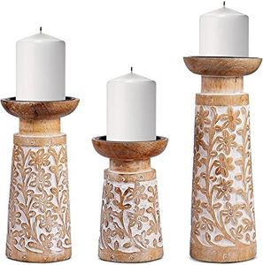 Handmade Mango Wood <b>Candlestick</b> Holde for Home Hotels & Restaurants Look Rustic Wooden Candle Pillar <b>Holder</b> for Sale - Product Image 4