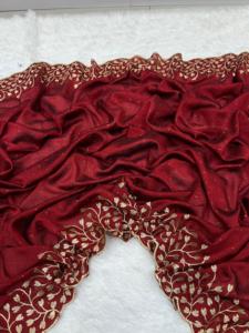 Magnifique Saree en soie Vichitra et Zari travail avec pierre travail avec chemisier broderie travail saree - Product Image 2