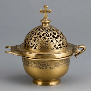 Humo sagrado latón Thurible para rituales de Iglesia incensario quemador de incienso de Iglesia Vintage para ambiente ceremonial y espiritual - Product Image 3