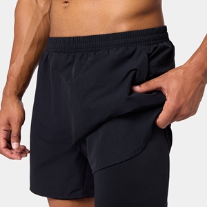 Shorts de sport pour hommes, sur mesure, avec logo sur le devant, taille haute, élastiques, respirants, en polyester et élasthanne, décontractés - Product Image 3
