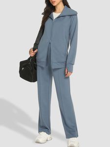 Ensembles de survêtement 2 pièces pour femmes tenues de salon à manches longues Double fermeture éclair sweat pantalon de survêtement survêtement décontracté - Product Image 5