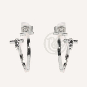 Pendientes de Aro Cruzados de Acero Inoxidable YFB E227 P, Elegantes con Dije de Fe, Joyería Fina - Product Image 1