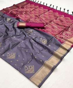 Saree inspiré de la soie avec un design en filet pour les femmes - Product Image 2