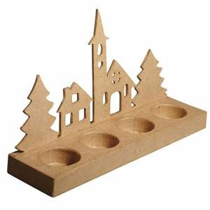 Christmas Gift Used Metal and Wooden Tealight <b>Candle</b> Holder Stand Table Top <b>Red</b> Painted Tealight Holder - Product Image 5