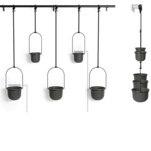 Juego de 5 fabulosas macetas de color negro para el hogar y el jardín, macetas y macetas para interiores y exteriores a un precio competitivo - Product Image 1