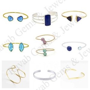 Vente chaude Femmes 9mm Malachite Gemstone 18k Plaqué Or Solide 925 Sterling Silver Dainty Moon Réglable Ouvert Manchette Bracelet - Product Image 3