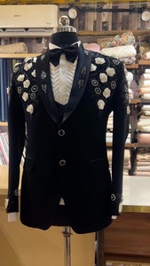 High Quality Handmade Luxury Black Dubai Open Abaya Elegant Summer Wedding Solid Embroidery Eco-Friendly Muslim Islamic <b>Clothing</b> - Product Image 2