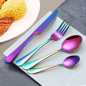 Juego de cubiertos estándar único multicolor arcoíris para cubiertos elegantes hechos a mano de acero inoxidable de Calidad exclusiva - Product Image 3