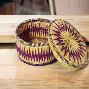 Hecho a mano respetuoso con el medio ambiente Natural colorido mimbre Sikki hierba Chapati caja cesta tapa precio al por mayor para comer hierbas especias herramientas - Product Image 3