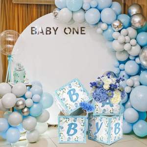 SUNBEAUTY BabyShower para niños Floral azul bebé centro de mesa Blove cajas de flores Baby Shower fiesta Favor Decoración - Product Image 2