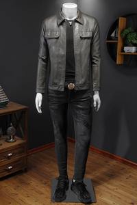 เสื้อแจ็คเก็ตหนังแวนการ์ดหนังโรดสเตอร์สีบรอนซ์สำหรับไรเดอร์แตกแถว - Product Image 5