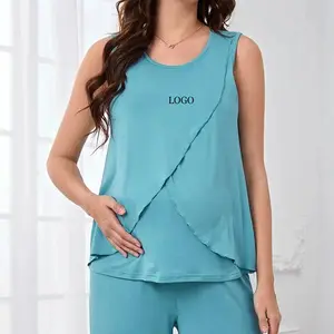 Nouveau Design femmes Logo personnalisé de maternité débardeur/femmes de maternité enveloppant devant Tops élastiques réglables