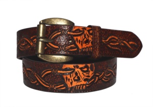 Ceinture d'outillage occidentale faite à la main Accents de toile en cuir véritable Conception de cheveux unique Boucle ardillon Personnalisable OEM Accepté Inde - Product Image 4