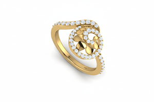 Elegante Anillo de Oro de 14K y Diamantes Naturales para Mujer con 44 Diamantes de 0.40Ctw Corte Brillante Redondo - Diseño Elegante con Baño de Rodio - Product Image 3
