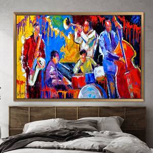 Impression sur toile abstraite élégante de style jazz - Art mural moderne et coloré, 1P : encadré or - Product Image 1