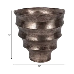 Handmade Modern Luxury Iron Coastal Design Large Tabletop flower <b>Vase</b> <b>Gold</b> Embossed Home Decor for Christmas Zahid Exports - Product Image 5