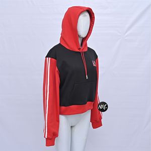 100% polyester à capuche brodé vêtements de travail graphique à capuche côtelé imprimé dos couleur bloc conception pour les femmes d'hiver - Product Image 6