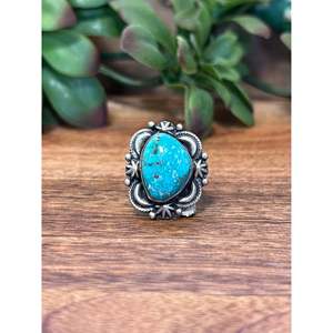 Rose Gold Plated Stainless Steel Navajo <b>Turquoise</b> <b>Ring</b> Size 7 - Product Image 1