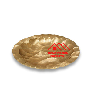 Plateau à feuilles en aluminium plaqué or 2024 Plateau décoratif tendance en forme de plaqué or pour mariage et fête - Product Image 5