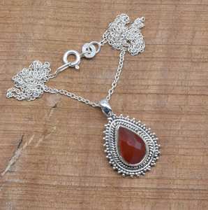 Red Carnelian 925 Sterling Silver Pear Pendant Handmade Gemstone Jewelry Natural Stone Necklace Gift - Product Image 4