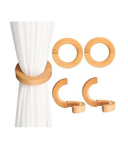 4 Uds. De lazos magnéticos para cortinas de madera, soportes para cortinas decorativas modernas, Clips para cortinas de madera, lazos redondos bohemios - Product Image 2