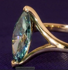 แหวนหมั้นเพชรสีทอง18K สีเหลืองทอง18K สำหรับงานแต่งงานแหวนแฟนซีสีฟ้าสดใส - Product Image 3