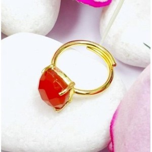 แหวนมูนสโตนสีรุ้งชุบทองเหลืองสไตล์เรียบง่าย - Product Image 2