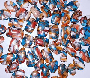 Cabochon de pierres précieuses en vrac turquoise super huître épineuse en vrac lot de gros mélange de forme et de pierres précieuses fines pour la fabrication de bijoux - Product Image 3