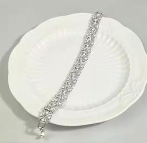 Stylish Moissanite Diamond <b>Flower</b> <b>Bracelet</b> for Women 18K White Gold, Dainty Fine Jewelry - Product Image 2