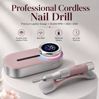 Perceuse à ongles sans fil professionnelle 35000 tr/min 85W, lime à ongles électrique rechargeable 7800mAh, machine de manucure en cuir OEM ODM