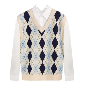 Gilet Argyle pour hommes, manches de pull décontractées intelligentes, Logo moins personnalisé, mode d'hiver pour hommes, vêtements multicolores fabricant pull - Product Image 2