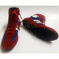 Chaussures de lutte Sambo personnalisées avec logo rouge et bleu, en cuir et daim, semelles intérieures en EVA, été/hiver, à lacets