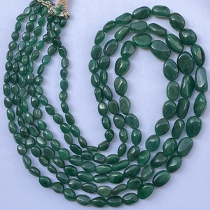 8mm 10mm 12mm naturel vert foncé émeraude pierre lisse Tumble Maniya perles brins chaîne en gros bijoux fins collier de perles - Product Image 3