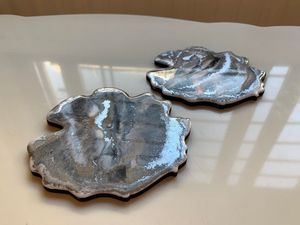 Craftsy Hom Ensemble de sous-verres en résine époxy de qualité intégrée avec effet océan Dessous de verre ronds carrés décoratifs en résine époxy en bois - Product Image 2