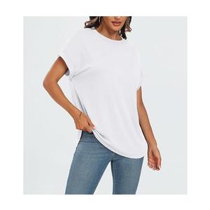 เสื้อยืดคอกลมไหล่ของผู้หญิงผ้าคอตตอน100% ทึบคอกลมแขนสั้นความลาดชันสบายเป็นมิตรกับสิ่งแวดล้อมจากบังคลาเทศ - Product Image 3