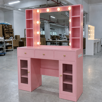 Table de maquillage moderne de luxe avec miroir éclairé, commode à 3 tiroirs pour chambre à coucher