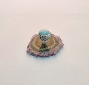 Anillo de bodas de plata de ley 925 más vendido, forma ovalada, ajuste de bisel de piedras preciosas Larimar para compromiso, regalo de aniversario para - Product Image 4