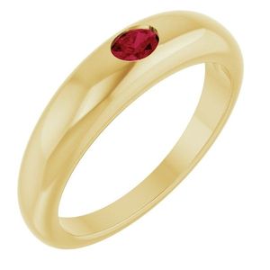 Stuller Petite <b>Dome</b> <b>Ring</b> 72173:601P 14KY Micron Gold & Vermeil Plated Geometric Pattern Oval Cut Diamond Rhodium Finish - Product Image 1
