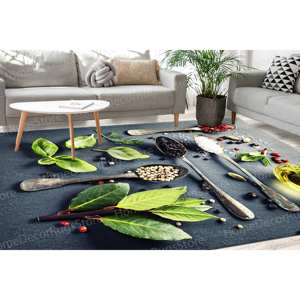 Tapis aux herbes et aux épices, tapis imprimé pour décoration moderne, tapis fin non tissé - Product Image 2