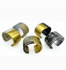Brazaletes de cuerno de oro y plata de 2 colores de búfalo natural, brazalete lacado de color de la mejor calidad, brazalete lacado, pulsera de cuerno - Product Image 1