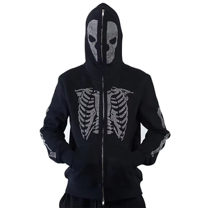 Comprar OEM ODM personalizado Spider Full Zip up Sudadera con capucha de alta calidad de algodón de lana Puff Imprimir ropa de calle sudaderas con capucha - Product Image 2