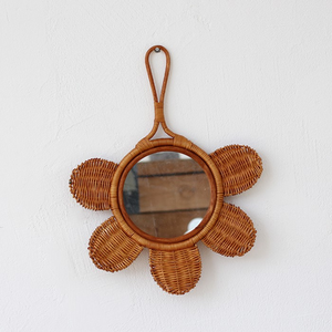 Miroir en rotin fait à la main forme de fleur tenture murale écologique Style Boho Design rustique vente en gros du Vietnam utilisation décorative - Product Image 2