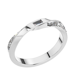 950 Platinum VVS D Moissanite Baguette y ajuste de punta de corte redondo Anillo de compromiso de diseñador de lujo certificado IGI para mujeres - Product Image 1