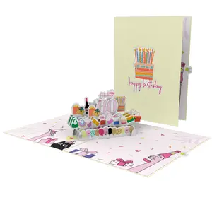 60e Fantastische Verjaardag 3d Pop-Up Kaart Bestseller Voor Gedenkwaardige Verjaardag 3d Kaart Handgemaakte Papieren Lasersnijkaarten
